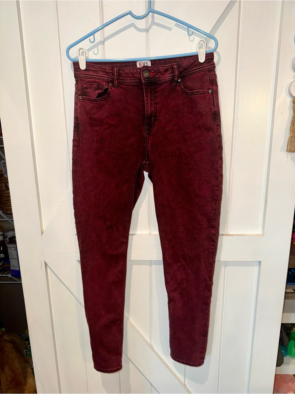 EV1 Burgundy Wine Skinny Jeans Women’s Size 10 Stretch Denim